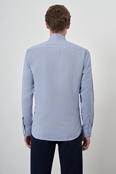 Morven Ανδρικό πουκάμισο με γιακά μπλε Slim Fit