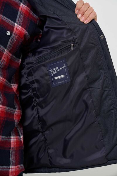 Morven Erkek Lacivert Çıtçıtlı Kapüşonlu Dynamic Fit Rahat Kesim Mont