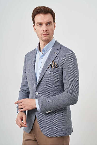 Morven Men's Navy Blue Woven Slim Fit Bag Pocket Mono Collar Sports Jacket