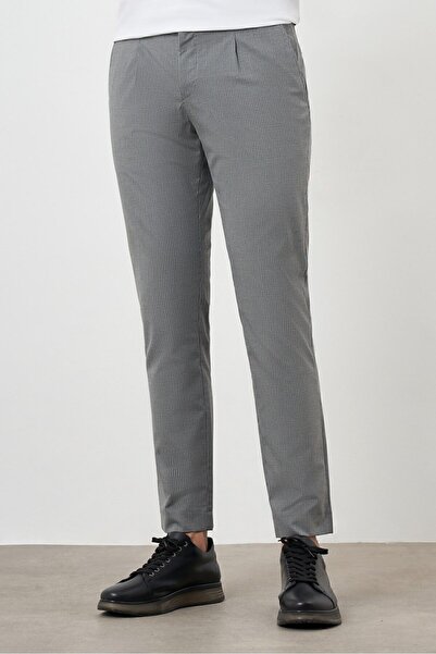 Morven Erkek Füme Poliviskon Trend Pileli Slim Fit Spor Pantolon