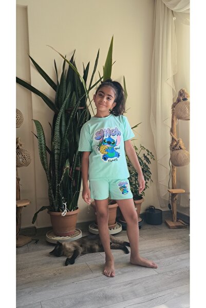 Birdirbir Girl's Shorts Suit Stitched Purple, Green