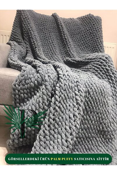 Alize Palm Puffy Gri 150x200cm Tek Kişilik Battaniye