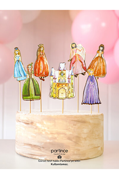 partince Prenses Tema Pasta Kürdanı Cake Topper Doğum Günü Pasta Süsleme Seti