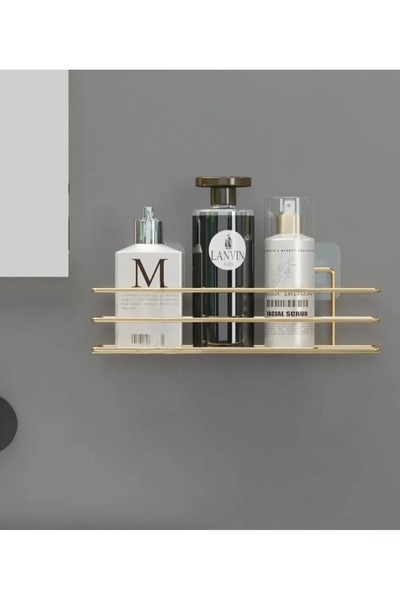 TEKATEL رف حمام لاصق مطلي بالذهب، منظم شامبو الحمام، منظم جداري