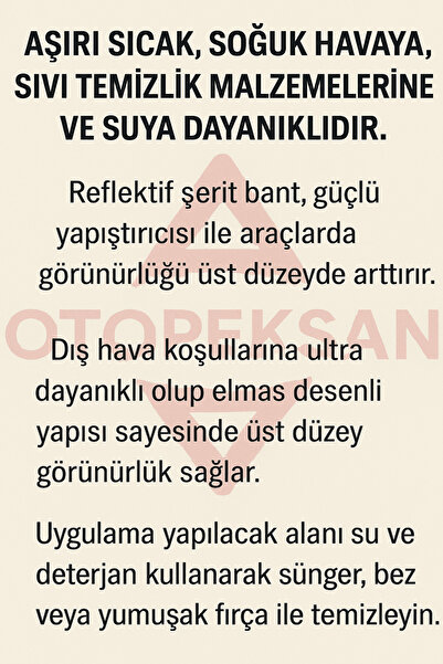 Otopeksan Reflektör Bant - Fosforlu Bant - Kırmızı - TÜVTÜRK Onaylı - 5 Metre - 5 CM - Düz