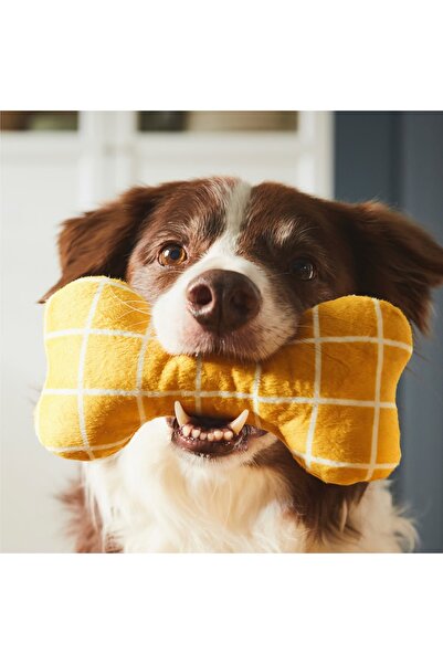 IKEA UTSADD Sarı Kemik 20 cm Köpek için Yumuşak Yıkanabilir Peluş Oyuncak Köpek Oyuncağı