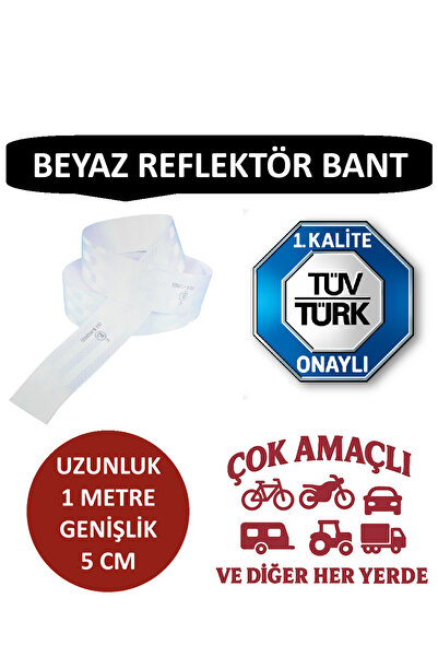 Otopeksan Reflektör Bant - Fosforlu Bant - Beyaz - TÜVTÜRK Onaylı - 1 Metre - 5 CM - Düz