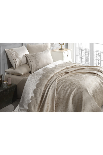 NAKIŞHAN Ottoman Pique Set-Cappuccino 6 Pieces