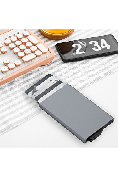 OEM Metallic Slim Wallet, 8 Card Capacity, Gray