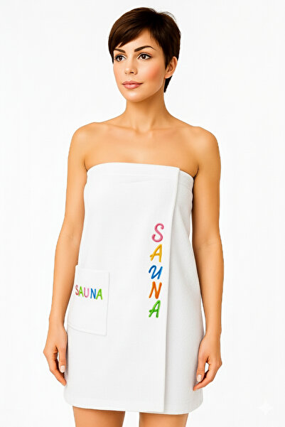 Fronte Home فستان الشاطئ ساونا 100% قطن أبيض