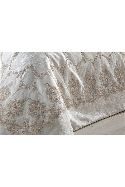 NAKIŞHAN Paris Bedspread Set-Cappuccino 3 Pieces