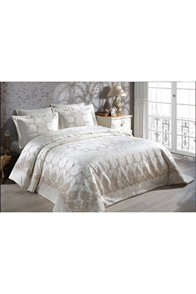 NAKIŞHAN Paris Bedspread Set-Cappuccino 3 Pieces