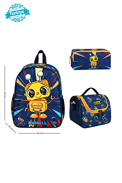 Royal Glow Combination Patterned Dinosaur Kindergarten Bag Thermal Lunch Bag and Pen Holder