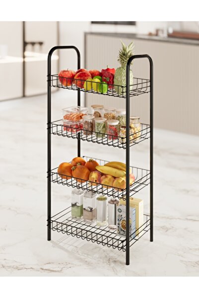 TEKATEL Sebze Ve Meyve Sepeti Çok Amaçlı Mutfak Rafı Metal Düzenleyici Raf Çok Amaçlı Sepet Siyah