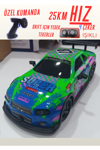 Boratila Toys 1:22 Ölçek 2.4 Ghz Özel Kumandalı 4 Çeker Full Fonksiyon Işıklı 25 km Hızlı Drift RC Araba