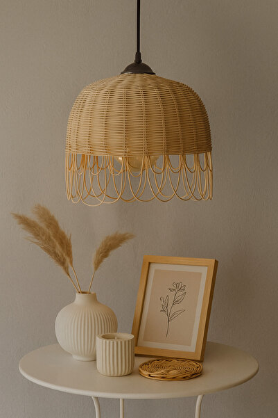 rattam Bambu Rattan Aydınlatma Avize Pendant 30-32 Cm
