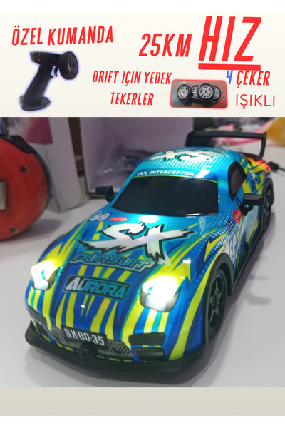 Boratila Toys 1:22 Ölçek 2.4 Ghz Özel Kumandalı 4 Çeker Full Fonksiyon Işıklı 25 km Hızlı Drift RC Araba