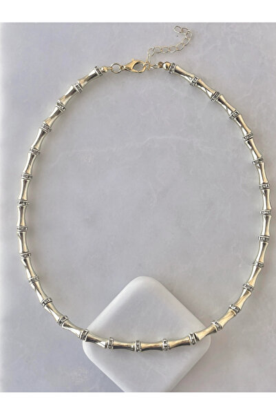 GİS JEWELRY Çift Renk Taşlı Kemik Model Kolye