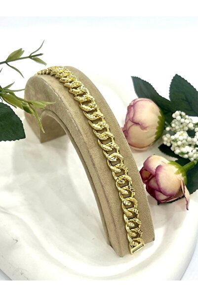 XUPING JEWELRY Hafif Desenli Gurmet Çelik Bileklik 10mm (14k Gold/19cm)