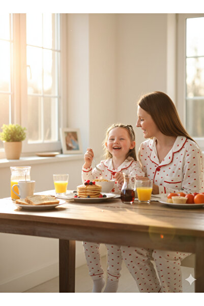 dolaş kids Anne Kız Pijama Takımı Pamuklu