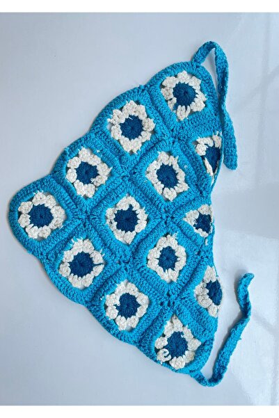 DANTEL-Design AYÇİÇEK MAVİ ÖRGÜ BANDANA