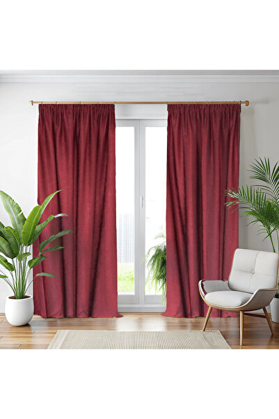 Mastel Set of 2 curtains, garnet color, plain velvet pattern