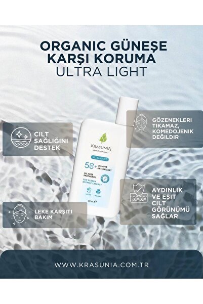 Krasunia Kozmetik Ultra Light +Antioxidant spf 50+ ve nemlendirici etkili kremi