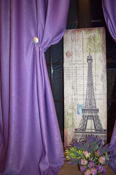 Mastel Set of 2 curtains, purple-lilac color, velvety pattern, plain