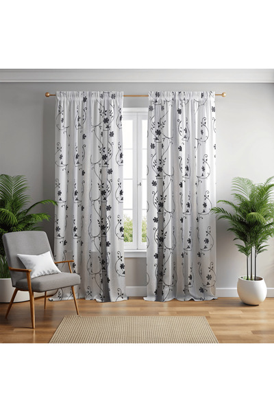 Mastel Set of 2 black-out curtains, gray-black color, model B1