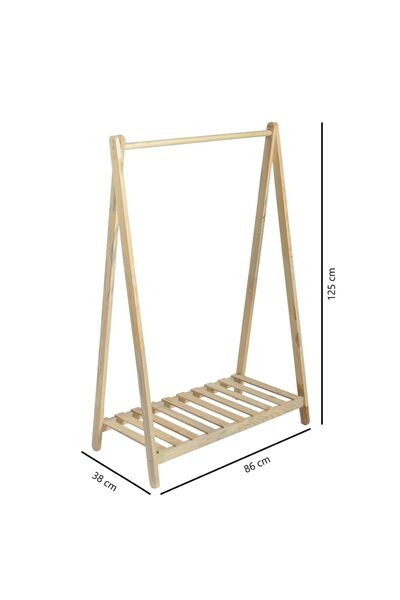 pinoxi Ahşap Çocuk Askılık Dolap Gardırop Montessori Dolap %100 Çam