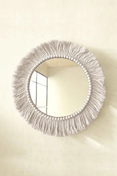 Stil Nord Scandi Bloom Boncuk Detaylı El Yapımı Makrome Ayna