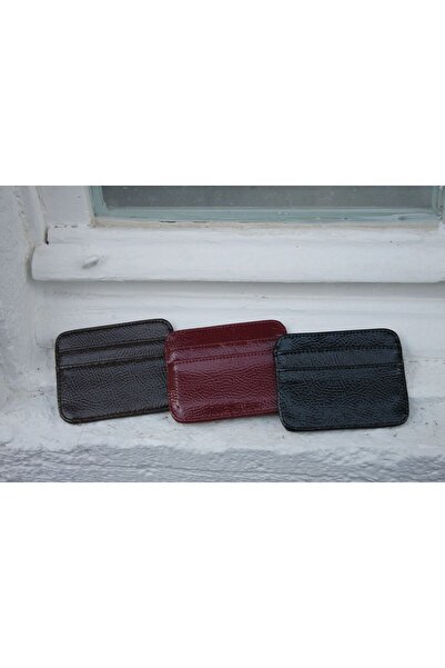 SHINELUC حامل بطاقة المحفظة الجلدية بورجوندي