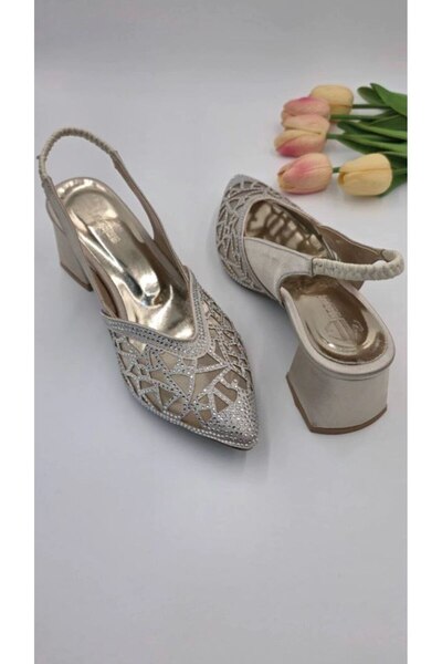 Aylam ayakkabı AYLAM AYAKKABI gold LAZER TAŞLI FILE TOPUKLU ABİYE AYAKKABİ NİŞAN NİKAH DÜĞÜN ABİYE AYAKKABI