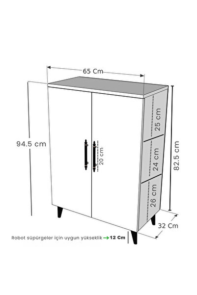 Enda Home 3 Raflı 2 Kapaklı Çok Amaçlı Dolap Çok Amaçlı Mutfak Dolabı Banyo Dolabı Çam