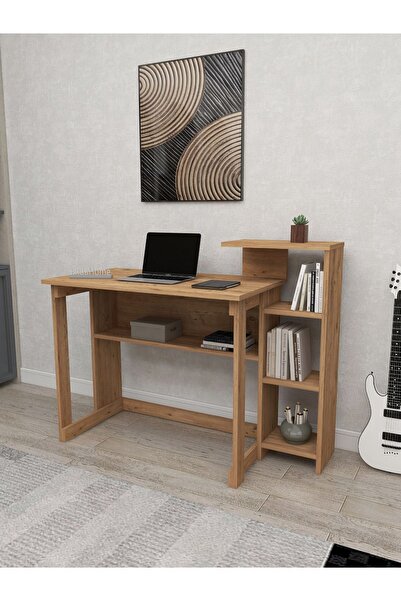 Enda Home Saye 5 Raflı Kitaplıklı Çalışma Masası Atlantik Çam