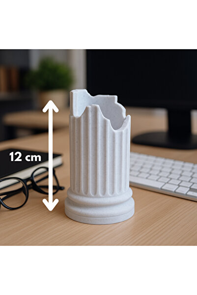 Three Dittle Birds حامل أقلام على شكل عمود بتصميم رخامي - منظم مكتب زخرفي بسيط