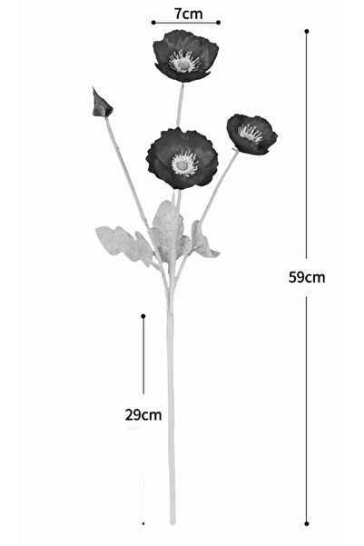 Lilac Home Yapay Çiçek 4’lü Gelincik Dalı 60 Cm Yavruağzı