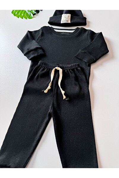 EFU BABY 3'lü Kaşkorse Bereli Pamuklu Unisex Bebek Çocuk Takım