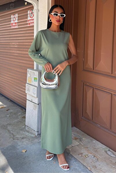 Lijuri Rochie lungă cu o singură mânecă, verde, 2693-8