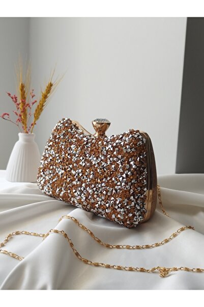 VivazzaLuxe Crystal Stone Bronze Evening Dress Wedding Engagement Women's Clutch Bag