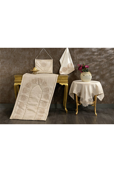 NAKIŞHAN Duru Seccade Seti-Krem 4 Parça