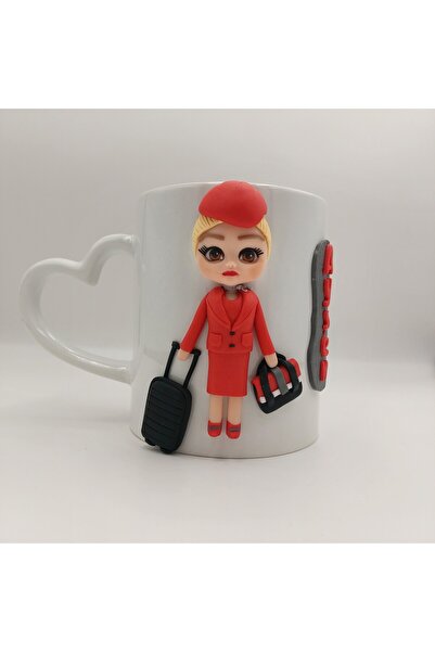 kuphane 3d Kabartma Hostes Hediyesi Kupa Bardak Sivil Havacılık El Yapımı Kupa 3d Polimer Mug