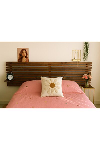 pinoxi 200cm Çift Kişilik 2 Adet Raflı Masif Ahşap Yatak Başlığı Ceviz Renk 200cm X 60cm Masif Ceviz Renk
