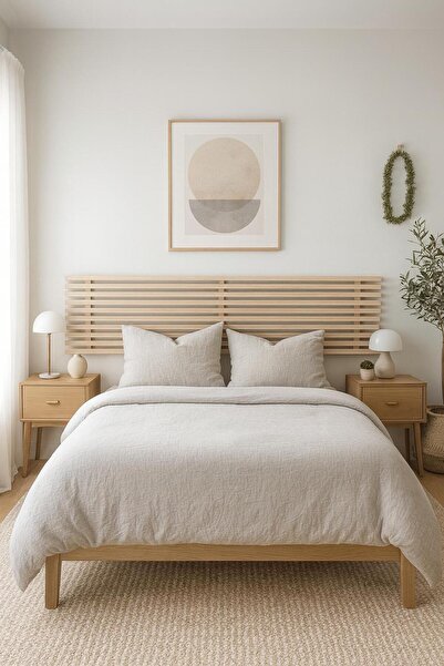 pinoxi 180cm Masif Ahşap 2 Adet Raflı Yatak Başlığı 180cm X 60cm Masif Natural Çam