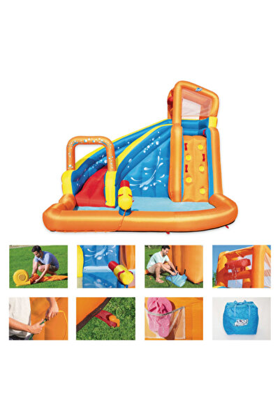 BESTWAY Large Bouncer with Water Splash Pool Fabric with Air Pump, 365 X 320 X 270 CM 26-53301