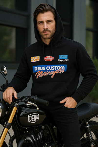 Rich Unisex Λευκό φούτερ με κουκούλα 100% βαμβακερό με λεπτομέρεια τσέπης