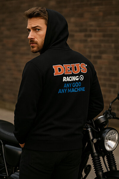 Rich Unisex Λευκό φούτερ με κουκούλα 100% βαμβακερό με λεπτομέρεια τσέπης