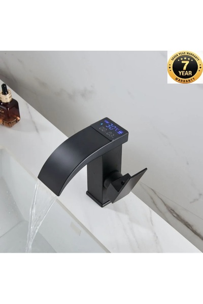 OEM AKILLI DİJİTAL SICAKLIK LED EKRAN BANYO LAVABO BATARYASI İTHAL MAT SİYAH ...