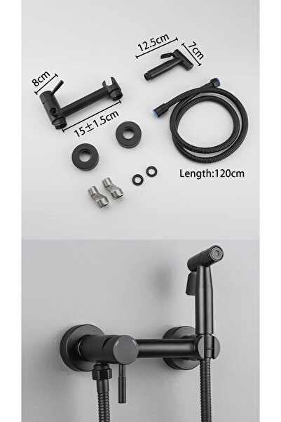 OEM Bathroom Toilet Bidet Pressurized Sprayer Bidet Faucet with Double Water Inlet Black Imported 7 Years Warranty