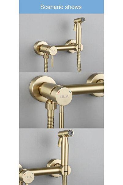 OEM Bathroom Toilet Bidet Pressurized Sprayer Bidet Faucet Double Water Inlet Matte Gold Imported 7 Years Warranty